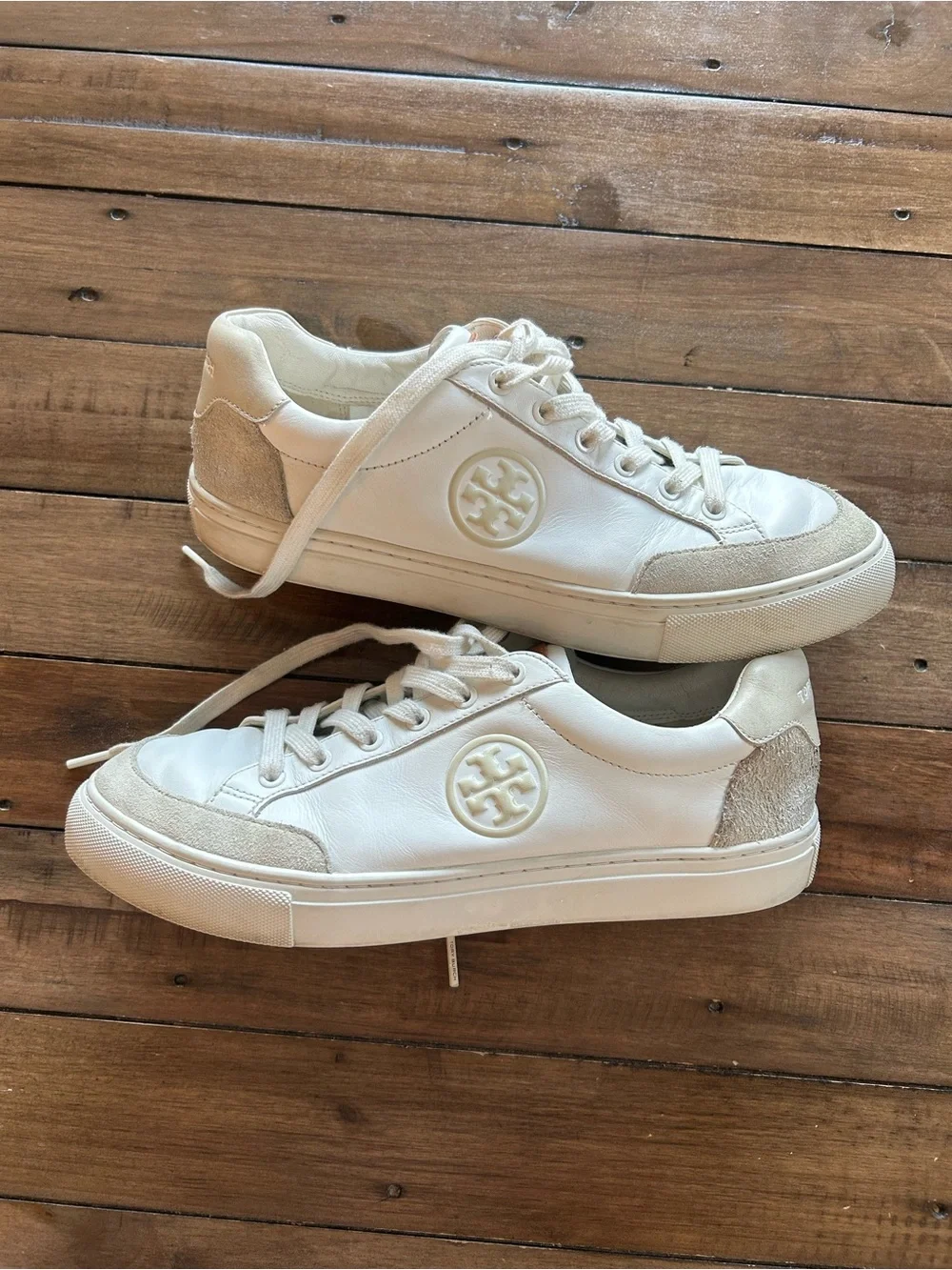 Tory Burch Bari Nappa Colorblock White Sneakers 9.5